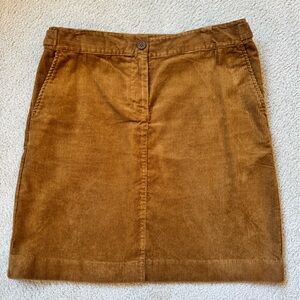Talbots Tan Corduroy Skirt with Button Accent